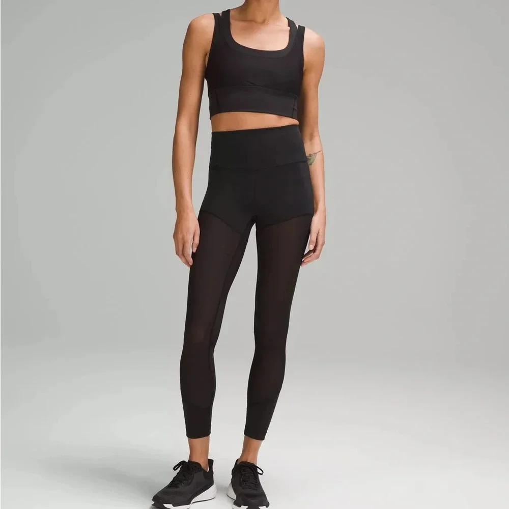 🆕🖤 Lululemon Wunder Train Mesh High Rise Tight 25” Black